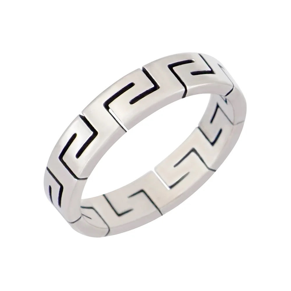 Greek Key Stainless Steel Ring