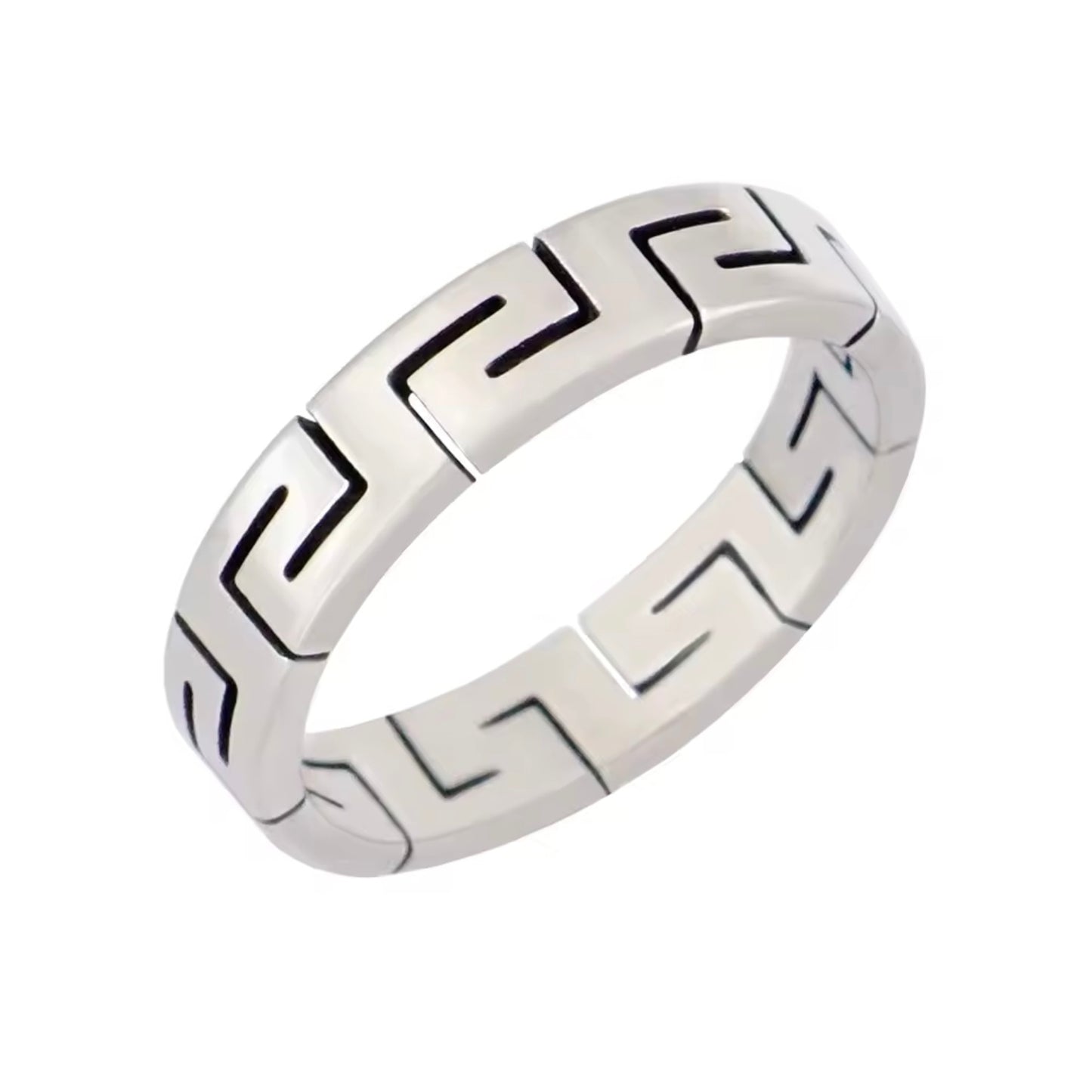 Greek Key Stainless Steel Ring