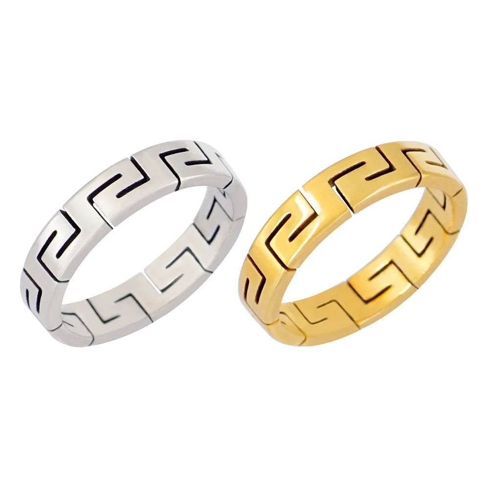 Greek Key Stainless Steel Ring